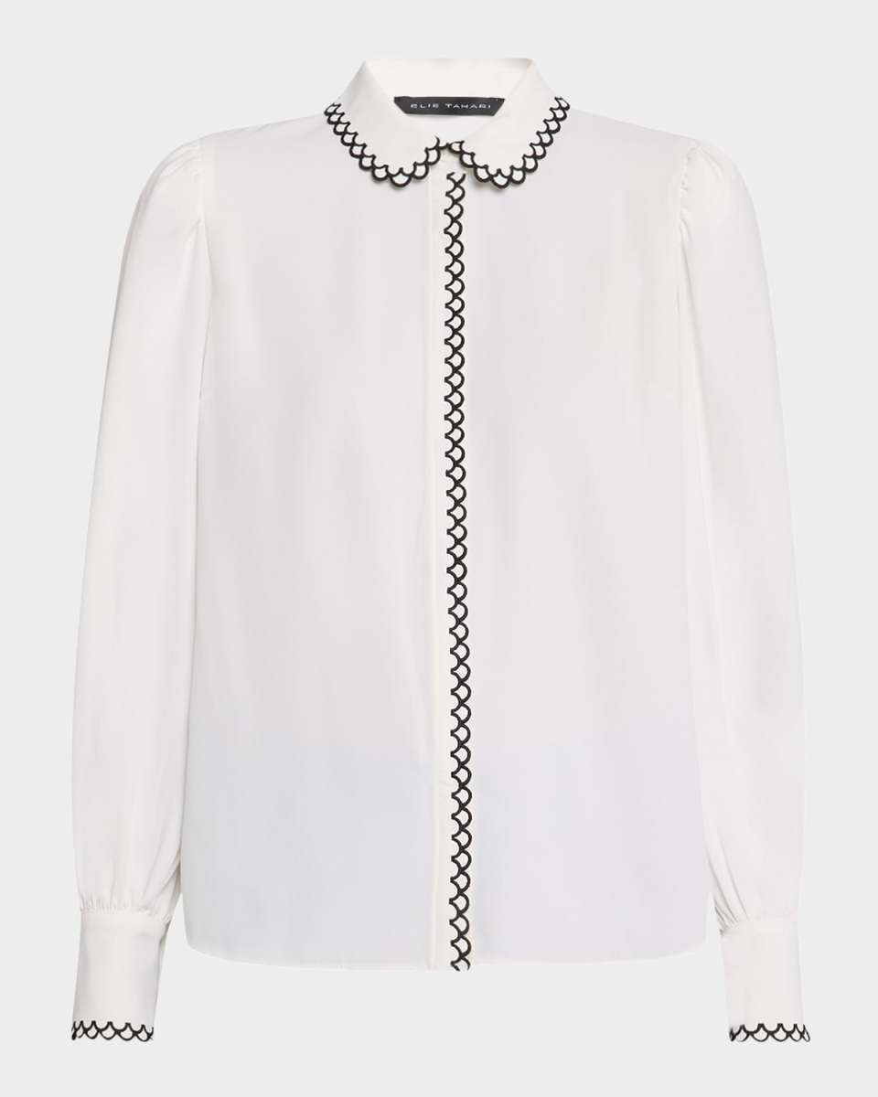 The Roshan Scalloped Button-Down Blouse
